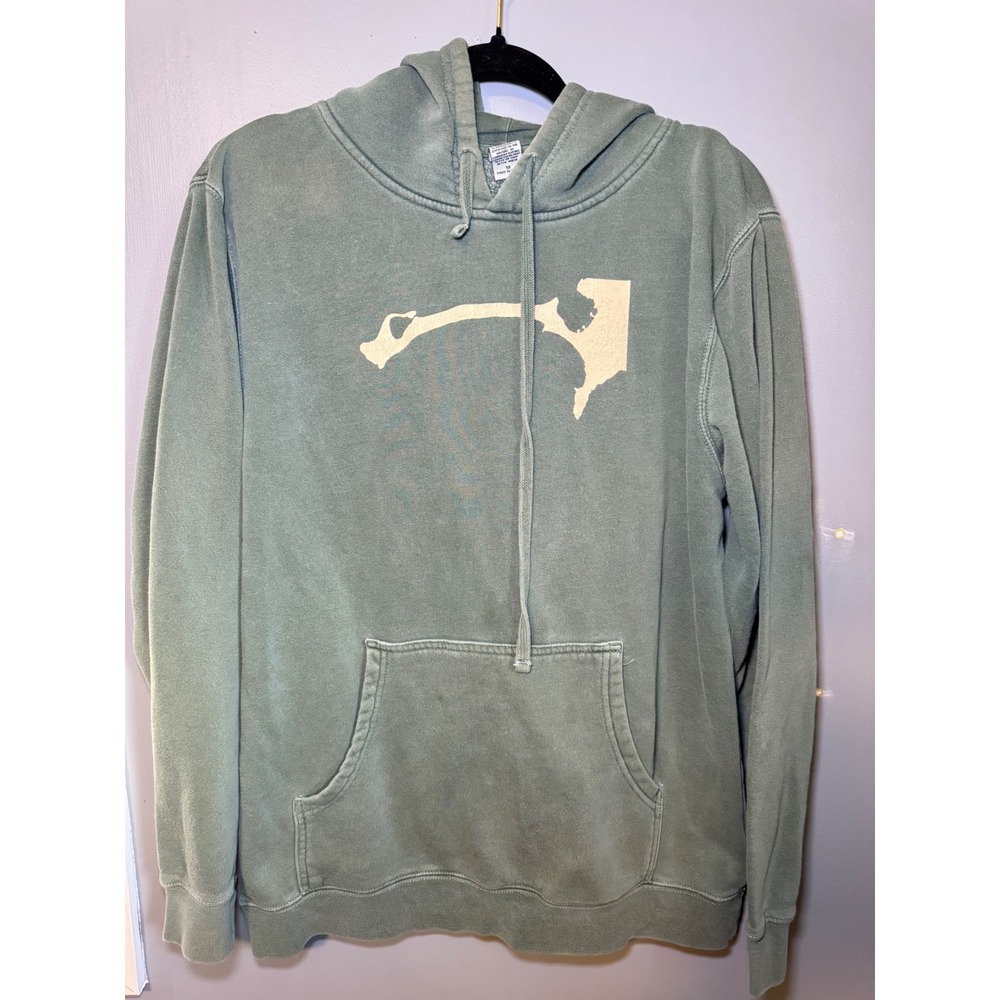 Independent Trading Company Mens Sage Green Garment Dyed Graphic Hoodie M